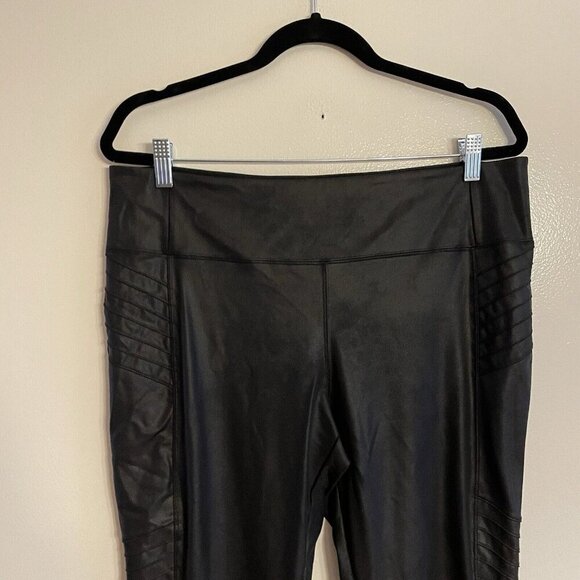 Athleta Women XL Black Athleisure High Rise Ankle Zip Delancey Gleam Moto Tight - Picture 4 of 12